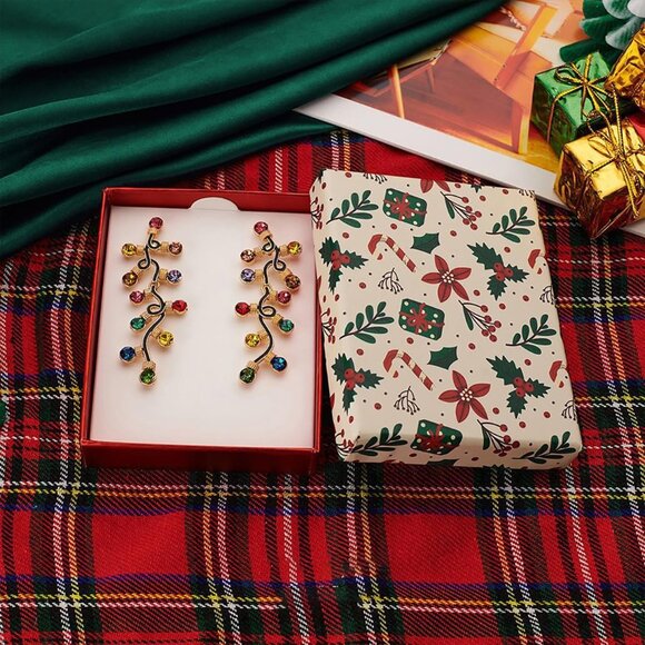 🆕 Women Yellow Christmas Dangle Earrings Colorful Light Bulb Tree Drop Jewelry - Picture 5 of 6